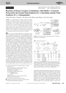 A General Protocol for the Formal Total Synthesis of (±)‐Strychnine A