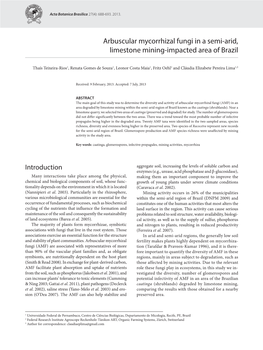 Arbuscular Mycorrhizal Fungi in a Semi-Arid, Limestone Mining-Impacted Area of Brazil