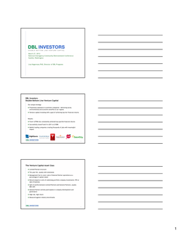 DBL Investors Double Bottom Line Venture Capital the Venture Capital Asset Class