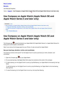 Use Compass on Apple Watch (Apple Watch SE and Apple Watch Series 5 and Later Only)