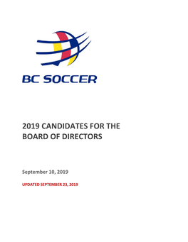 2019 Candidates for the Board of Directors