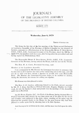 Journals of the Legislative Assembly of the Province of British Columbia