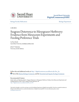 Seagrass Deterrence to Mesograzer Herbivory