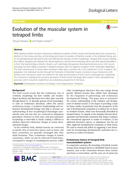 Evolution of the Muscular System in Tetrapod Limbs Tatsuya Hirasawa1* and Shigeru Kuratani1,2
