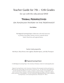 Tribal Perspectives Teacher Guide