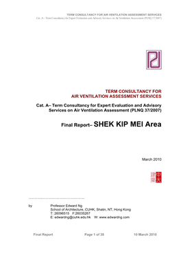 Final Report– SHEK KIP MEI Area