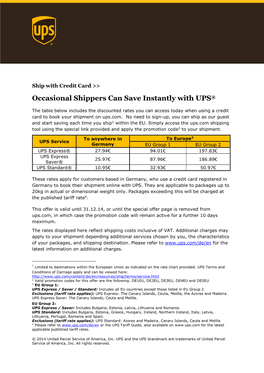 Occasional Shippers Can Save Instantly with UPS®