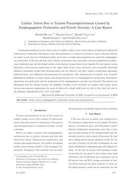 Cardiac Arrest Due to Tension Pneumoperitoneum Caused by Esophagogastric Perforation and Pyloric Stenosis : a Case Report