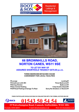 66 Brownhills Road, Norton Canes, Ws11 9Se