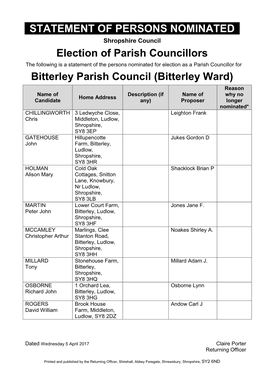 Bitterley Ward)