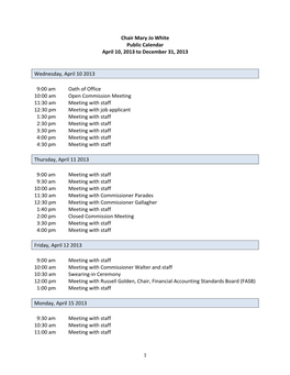 Chair Mary Jo White, April 10, 2013 to December 31, 2013