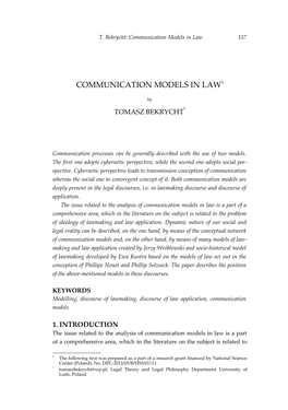 Communication Models in Law1