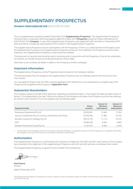 SUPPLEMENTARY PROSPECTUS Amaero International Ltd (ACN 633 541 634)