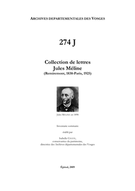 Collection De Lettres Jules Méline (Remiremont, 1838-Paris, 1925)