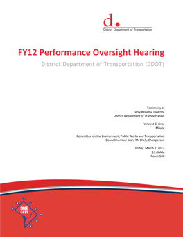 FY12 Performance Oversight Hearing District Department of Transportation (DDOT)