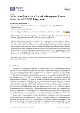 Inductance Model of a Backside Integrated Power Inductor in 2.5D/3D Integration