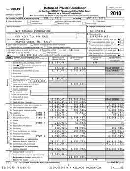 2010 W.K. Kellogg Foundation 990-PF
