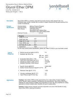 Glycol Ether DPM CAS No