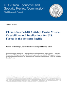 China's New YJ-18 Antiship Cruise Missile: Capabilities And