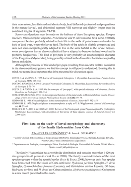 First Data on the Study of Larval Morphology and Chaetotaxy of the Family Hydraenidae from Cuba