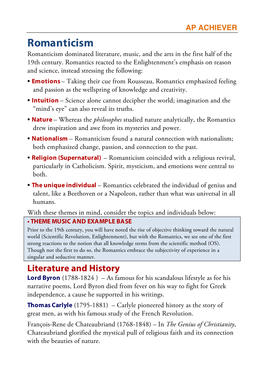 Romanticism Romanticism Dominated Literature, Music, and the Arts in the First Half of the 19Th Century