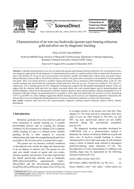 (Gossan Type) Bearing Refractory Gold and Silver Ore by Diagnostic Leaching