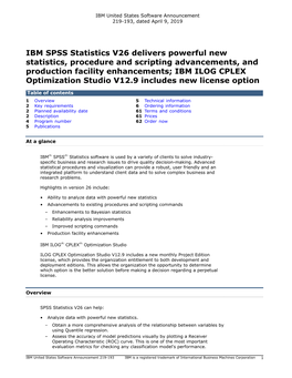 IBM SPSS Statistics V26 Delivers Powerful New Statistics, Procedure