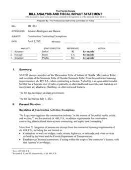 Bill Analysis and Fiscal Impact Statement