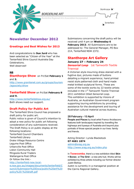 Newsletter December 2012 Stanthorpe Art Gallery