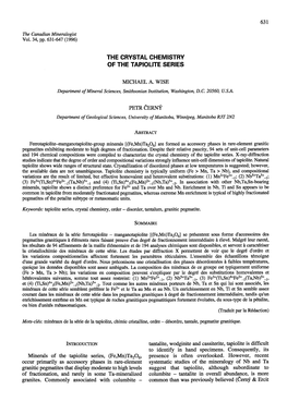 The Crystal Chemistry of the Tapiolite Series