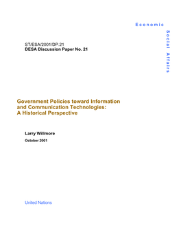 Government Policies Toward Information and Communication Technologies: a Historical Perspective