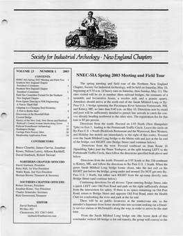Society for Industrial Archeologyทท New England Chapters