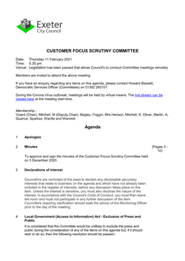 (Public Pack)Agenda Document for Customer Focus Scrutiny