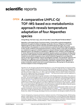 A Comparative UHPLC-Q/TOF–MS-Based Eco-Metabolomics
