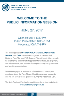 The Municipalities of Corman Park, Saskatoon, Martensville, Warman, and Osler Have Worked Together to Create a Draft Regional Plan