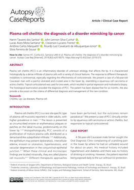 Plasma Cell Cheilitis: the Diagnosis of a Disorder Mimicking Lip Cancer