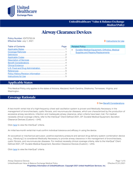 Airway Clearance Devices