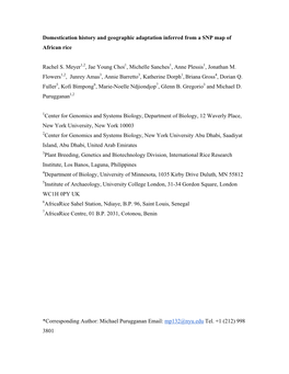 Domestication History and Geographic Adaptation Inferred from a SNP Map of African Rice