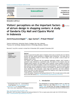 Visitors׳ Perceptions on the Important Factors of Atrium Design in Shopping