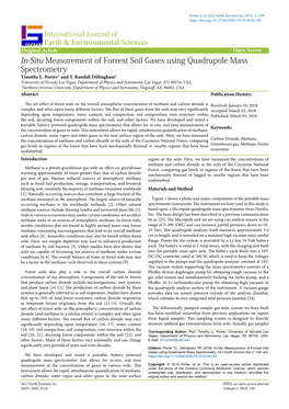 In-Situ Measurement of Forrest Soil Gases Using Quadrupole Mass Spectrometry Timothy L