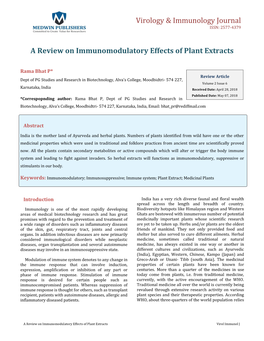 A Review on Immunomodulatory Effects of Plant Extracts