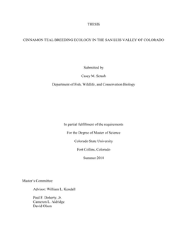 Setash, C.M. 2018. Cinnamon Teal Breeding Ecology in the San Luis