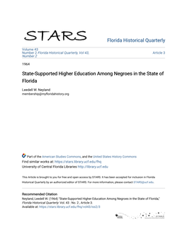 State-Supported Higher Education Among Negroes in the State of Florida