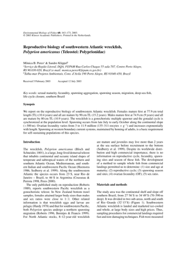 Reproductive Biology of Southwestern Atlantic Wreckfish, Polyprion