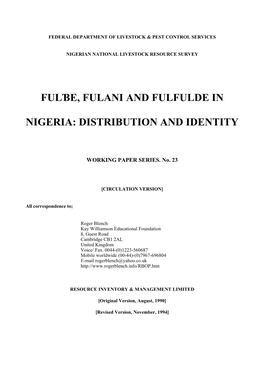 Fulɓe, Fulani and Fulfulde in Nigeria