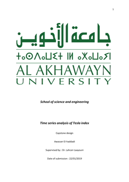 School of Science and Engineering Time Series Analysis of Tesla Index