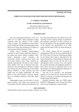 Forecast Changes in Runoff for the Neman River Basin A