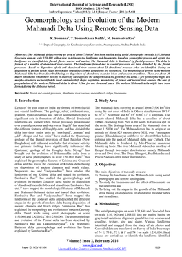 Geomorphology and Evolution of the Modern Mahanadi Delta Using Remote Sensing Data