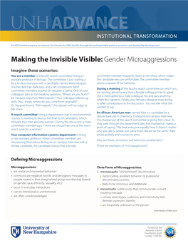 Making the Invisible Visible: Gender Microaggressions
