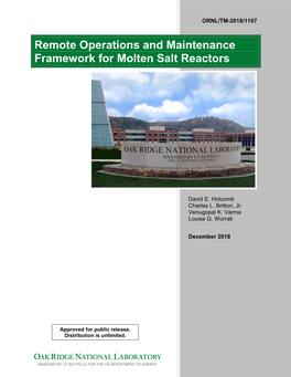 Remote Operations and Maintenance Framework for Molten Salt Reactors